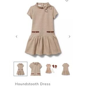 Janie And Jack Sz 5 Houndstooth Dress Bow Cotton Drop Waist Old Money Preppy